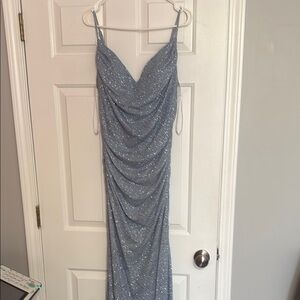 Mizzen+Main Blue Sleeveless Cowl Neck Slip Dress